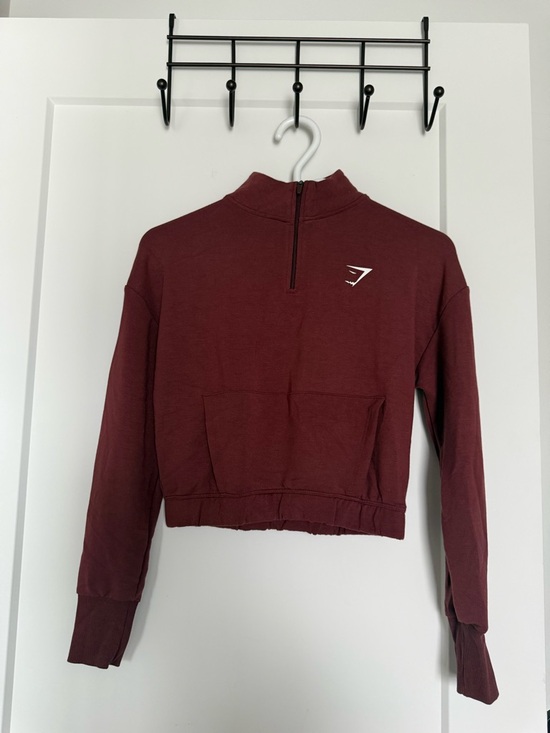 Gymshark Tops - Gymshark Burgundy Cropped Half-Zip Pullover